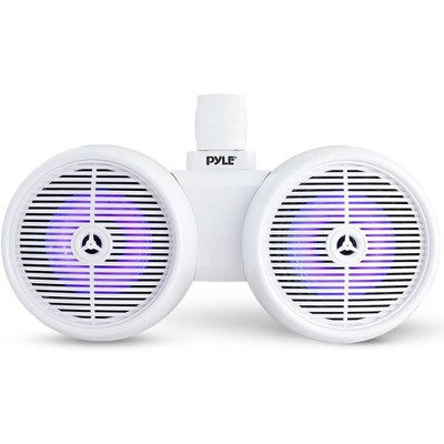 8" Marine Wakeboard Bluetooth Speaker System for Boating with Dual 2-Way Speakers, White, + All Devices