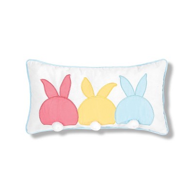 C&F Home Easter Spring Themed Bunny Bum Spring Applique Small/Petite Accent Pillow, 10" x 20"