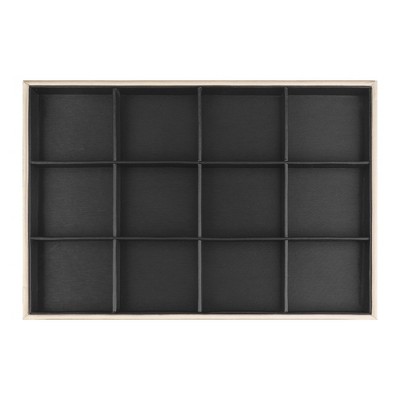 Unique Bargains PU Leather Black Jewelry Organizer Trays with Removable Dividers