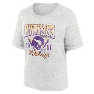 NFL Minnesota Vikings Women's Oatmeal Heather Rolled Sleeve T-Shirt