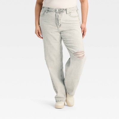 Women's High-Rise Straight Jeans - Wild Fable™ Light Gray Wash