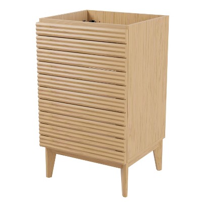 JONATHAN Y VAN1004 Calandre 20 in. W x 18 in. D x 33 in. H Thin Linear Slat Modern 2-Shelf Bath Vanity Cabinet Only (Sink Basin not Included)