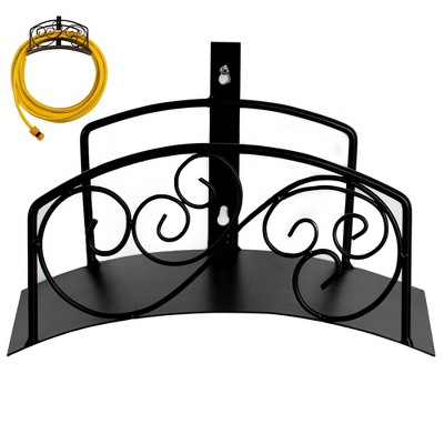 Gardenised Metal Wall-Mount Classic Swirl Hose Holder Heavy-Duty Outdoor Hanger and Water Hose Organizer with Sturdy Reel Hooks & Screw