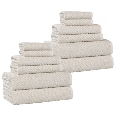 Viscose Cotton Blend Medium Weight Soft Textured Diagonal Ribbed Towel Set by Blue Nile Mills