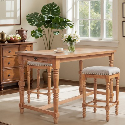Subrtex Classic Solid Wood Trestle Dining Table with High Legs, for Kitchen