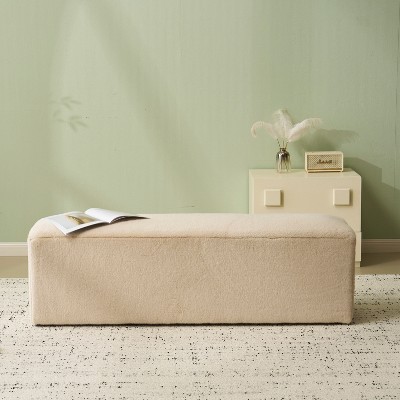 Kumasinova 55"W Alomnd Plush Ottoman Bench,Modern Polyester Fabric End-of-Bed Bench for Bedroom&Living Room,Minimalist Entryway Bench,Easy to Clean