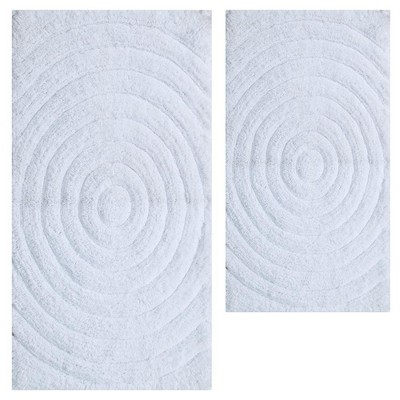 Knightsbridge Echo 220 GSF Non Skid Back Bath Rug Set - 2- Piece - 17x24 and 21x34", White