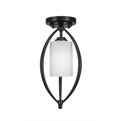 Toltec Lighting Marquise 1 - Light Flush Mount in  Dark Granite with 4" White Muslin Shade