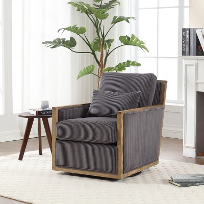 CAVINAS Accent Chairs for Bedroom, 360 Degree Corduroy Swivel Barrel Chair, Leisure Arm Chair, Modern Oversized Accent Chair