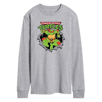 Men's - Teenage Mutant Ninja Turtles - Raphael Breaking Through Shirt Long Sleeve Graphic T-Shirt