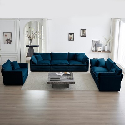 3 Piece Chenille Sectional Sofa Set with Oversized Design, Flexible Combination, and Superior Comfort for Living Room