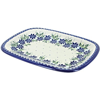 Blue Rose Polish Pottery 119 Vena Small Rectangular Serving Platter