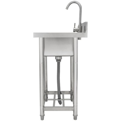 VEVOR Stainless Steel Utility Sink, 1 Compartment Free Standing Small Sink Include Faucet & legs, 16 x 13 x 8.7 in Single Bowl Sinks, Silver