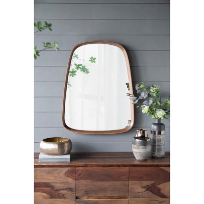 Lyngins 30x38 Inch Wall Mount Vanity Mirror,Modern Irrgeular Bathroom Mirror with Wooden Frame for Bathroom,Bedroom
