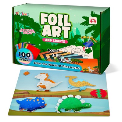 Playbees Foil Fun Dinosaurs - Preschool Arts and Crafts Kit for Kids