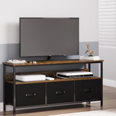 55 Inch TV Stand for Living Room, 3-Drawer Entertainment Center with Open Shelf, Modern Television Table Center Media Console with Storage Solutions