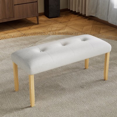 NicBex Modern Tufted Linen Ottoman Bench,39.75"Entryway Bench with Wooden Legs,End of Bed Bench for Bedroom,Dining Area & Entryway