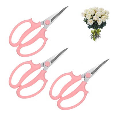 Unique Bargains Stainless Steel Garden Comfortable Grip Flower Pruning Scissor 3Pcs