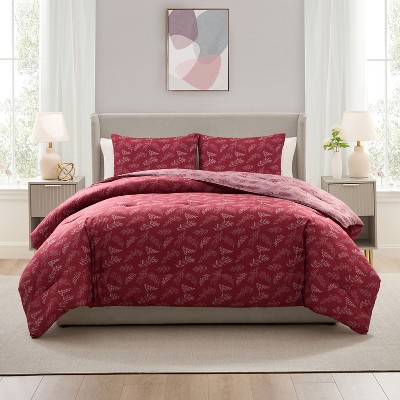 Nestl Modern Comforter Set, 3 Piece Botanical Bedding Set, Reversible Comforter Bed Set