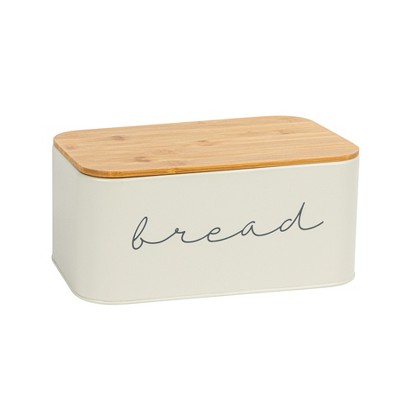 Storied Home Metal "bread" Bin with Bamboo Lid