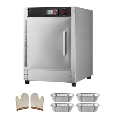 VEVOR Hot Box Food Warmer, 4-Tier Concession Warmer with Water Tray, 4 Pans, Single-door and Adjustable Shelves, Stainless Steel Food Warmer Cabinet