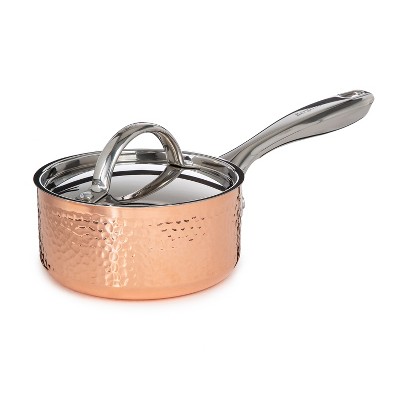 BergHOFF Vintage Tri-Ply Copper Saucepan With Stainless Steel Lid, Gold