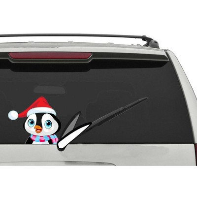 5 Star Super Deals Rear Vehicle Car Window Waving Moving Windshield Wiper Blade Tag Decal Sticker - Christmas Penguin