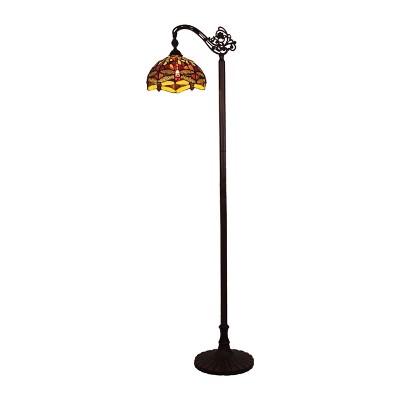 HomeStock EMPRESS Dragonfly Tiffany-style Dark Bronze 1 Light Reading Floor Lamp 11" Wide