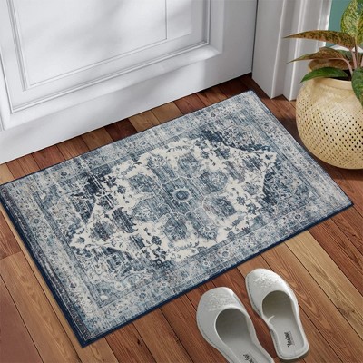 Vintage Persian Distressed Area Rug Washable Medallion Print Carpet