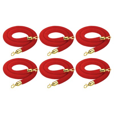 Unique Bargains Hotel Adjustable Velvet Stanchion Rope with Snap Hooks 6 Pcs