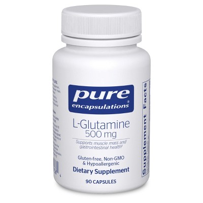 Pure Encapsulations L-Glutamine 500 mg - Immune and Digestive Support, Gut Health and Lining, Metabolism, and Muscle Support* - Free-Form - 90 Caps