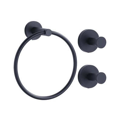 WOWOW 3-Piece Bath Hardware Set with Towel Ring and Towel/Robe Hooks in Stainless Steel