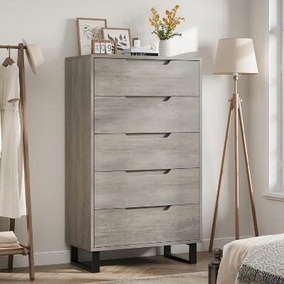 Homhougo 5 Drawer Tall Dresser for Bedroom, 50" Vertical Storage Chest Organizer for Living Room, Entryway