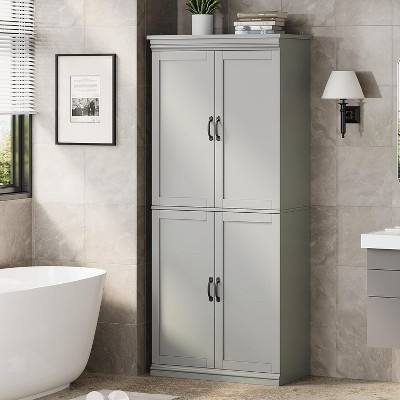 Freestanding Tall Kitchen Pantry Storage Cabinet, 70in Cupboard with Adjustable Shelves, for Bathroom, Dining Room, Living Room