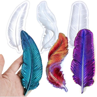 JDICTION 3PCS 3D Feather Silicone Molds - Epoxy Resin & Concrete Casting For Jewelry, Keychains, Wall Art & Holiday Decor