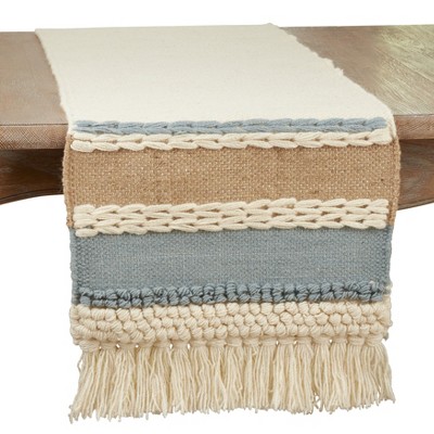 Saro Lifestyle Table Runner With Textured Boho Design, Blue, 16" x 72"