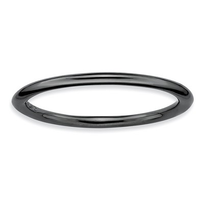 Black Bow Jewelry 1mm Black Plated Sterling Silver Stackable Polished Elegant Band