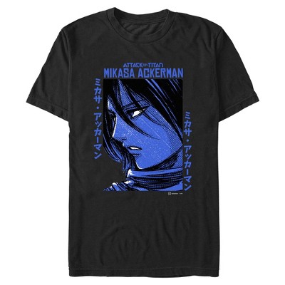Mens Attack on Titan Blue Mikasa Ackerman T Shirt