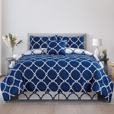 5-Piece Down Alternative Comforter Set – Ultra Soft, Reversible Printed & Solid All-Season Bedding Set by Lux Decor Collection