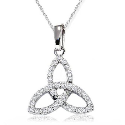 Pompeii3 1/5ct Celtic Knot Diamond Pendant 14K White Gold