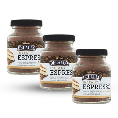 DeLallo Instant Espresso Powder, 1.94 Ounce Jar, 3 Pack, For Baking and Drinks,100% Dark Roast Coffee, Naturally Caffeinated, Non GMO