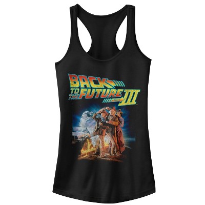 Juniors Womens Back to the Future Part 3 Character Pose Racerback Tank Top