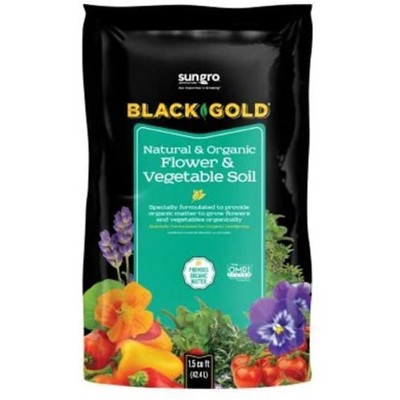SunGro Black Gold Outdoor Natural and Organic Garden Flower and Vegetables Blend Potting Soil Mix, 1.5 Cubic Foot