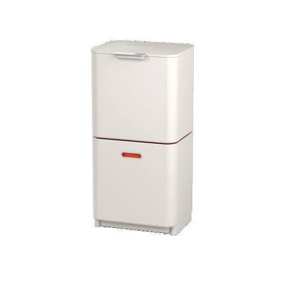 Joseph Joseph Totem 60L Dual Trash Can and Recycle Bin Stone: Aluminum, Removable Inner Bucket, Indoor Kitchen Recycling