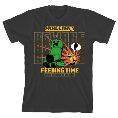 Minecraft Survival Mode Art Crew Neck Short Sleeve Youth Black T-shirt