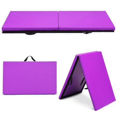 Costway 6''x 2''Gymnastics Yoga Mat Thick Two Folding Panel Gym Purple