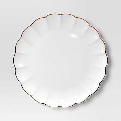 8.125" Stoneware Scalloped Salad Plate Gold Rim - Threshold™