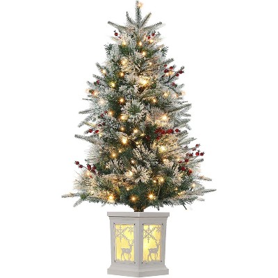 Prelit Premium Artificial Christmas Tree with LED, Mini Prelit Xmas Pine Tree for Christmas Decoration