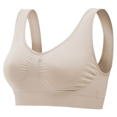NPolar"3-Pack Seamless Wire-Free Sports Bras for Women's - Light Support Tank Tops for Workout & Yoga"Light Pink Light Blue&Nude