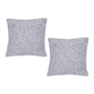 Design Imports 2pc 18"x18" Tonal Recycled Cotton Square Throw Cover Navy/Off-White: Indoor Stripe Pattern, Zippered